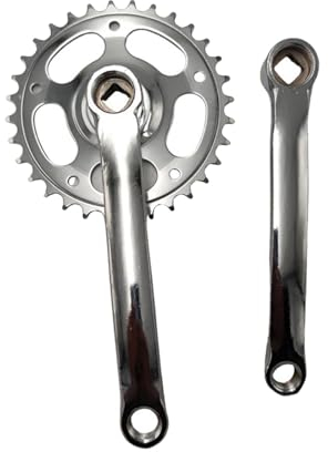 Baoblaze Fahrrad-Kurbelgarnitur, Kurbelarmsatz für Mountainbikes, einfache Installation aus Eisen, 32 Zähne, Vierkantkegel, Singlespeed für Mountainbikes, Silber