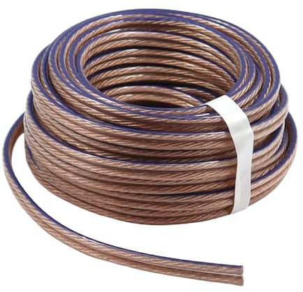 WITTKOWARE 2x2,5 mm² Lautsprecherkabel aus hochreinem Kupfer, Aufbau 322x0,10 mm, transparent mit blauem Kennstrich Kabellänge 10m