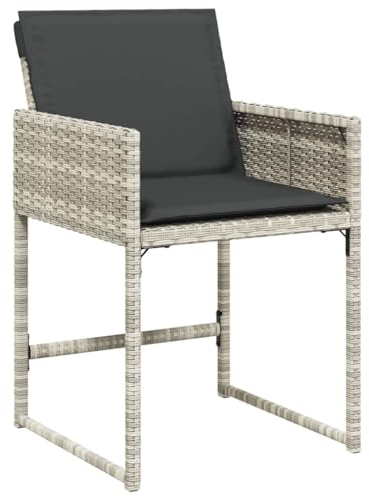 Gecheer 4 STK. Gartenstuhl, Gartensessel, Relaxsessel, Gartenmöbel, Kissen, Hellgrau Poly Rattan