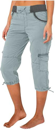 Prime Deals Angebot Mode,Kleid Elegant Damen Lässige Farbblockierende Hoch Taillierte Arbeitskleidungshose Für Damen Mit Kordelzug Und Taschen Bottoms Sommer Gadgets Kompressionshose(1-Hellblau,XL)