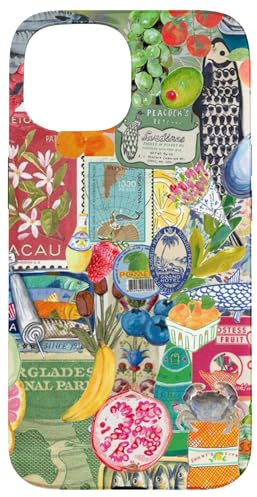 Vintage Summer Preppy Collage Fruit & Sardines Case for iPhone 15