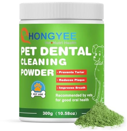 Polvo de limpieza de dientes de perro 300g, polvo dental para mascotas para perros y gatos, ambientador de aliento en polvo para mal aliento, placa, removedor de sarro, suministros de cuidado dental