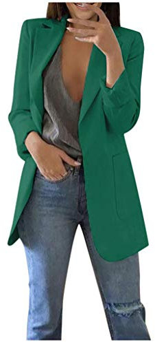 HUIFUAO Blazers et vestes de costume pour femmes, blazer noir élégant à col en V et manches longues pour femmes, blazers décontractés d'automne avec poche, Z02 Vert kaki, 4XL