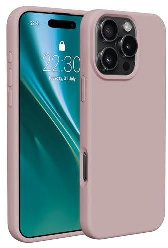 Etteri Coque pour iPhone 16 Pro Silicone Case 6,3 Rose Pâle Mat – Coque Silicone avec Doublure Microfibre et Protection Caméra Résistante aux Rayures Chocs Salissures – Protection pour Smartphone