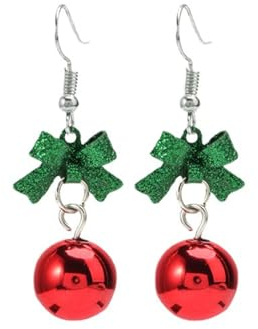 Ticome Bow Red Green Pearl Drop Dangle Earrings,Lovely Christmas Metal Dangling for Women Daughter Thanksgiving Christmas Festival Party Jewelry