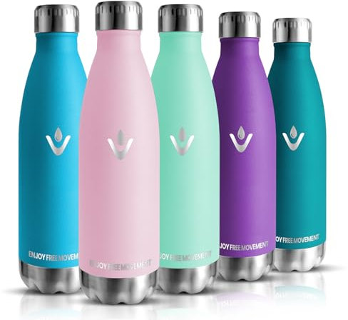 Borraccia Termica, 500ml Borraccia Acciaio Inox, Borraccia Palestra senza Perdite & BPA, Borracce Termiche, Bottiglia Termica per Scuola, Ciclismo, Lavoro - Bevande Calde per 12 Ore & Fredde 24 Ore