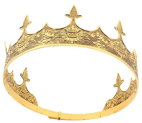 OATIPHO KöNigskrone Herren Prinz KostüM Retro Krone Kopfbedeckung FüR MäNner, Geburtstagskrone Jungen, Mittelalterliche Krone, Metall Gold, Verstellbar FüR BüHne Und Party