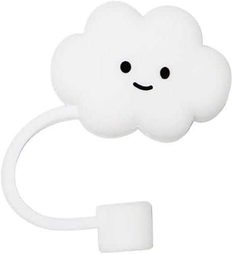White Cloud Straw Cover for Stanley 40&30 Oz Cup, 10mm Silicone Straw Covers Cap for Stanley Cup Accessories, Cute Straw Topper for Tumblers, Straw Cap Stopper for Reusable Straws Tip Lids,Straws