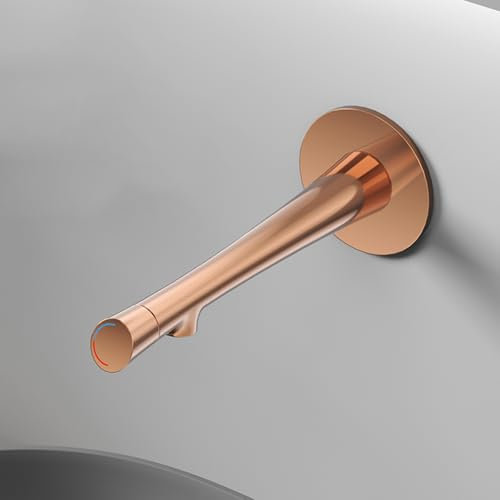 BiaoTeng Waschtischarmatur Unterputz für Wandmontage Einhebelmischer aus Heiß und kalt, Messing Einloch Wasserhahn Bad aus Wand Armatur Badezimmer Rosé Gold
