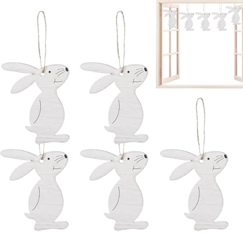 -Osterhasen-Anhänger, Osterschmuck Für Baum, 5X Hasen-Anhängeranhänger Aus, Frühlings-Osterhasen-Dekoration Mit Seil Für Weihnachtsbaum, Fenster, Türklinke