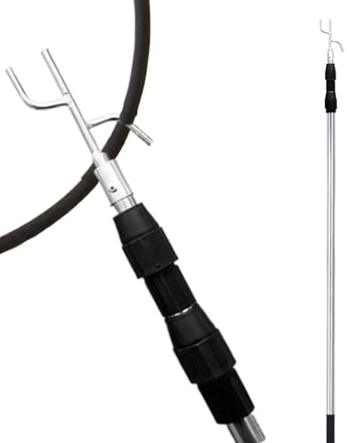 Kustimantu Cargo-Retriever-Haken, LKW-Cargo-Retriever | 4,92 Fuß lange, vielseitig einsetzbare Teleskop-Zugstange mit Haltehaken,Teleskopstange, Ladungsrückholhaken, Greifwerkzeug, Edelstahl-Zugstange