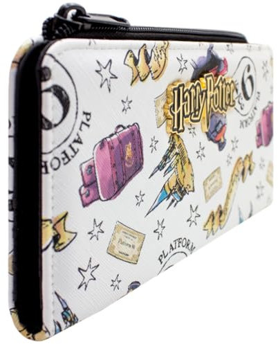 Harry Quai 9 3/4 Sorcier Potter Emblèmes Magiques Porte-Monnaie/Portefeuille Clutch Poche à Pièces & Porte-Cartes, Blanc
