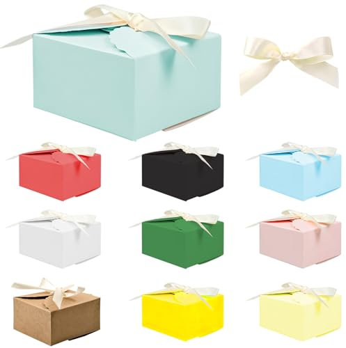 GESDYO 20 Stück Geschenkbox Set Pastell Wellig mit Band,Kraftpapier Box Geschenkbox mit Band DIY Geschenk Verpackung Box,für DIY Geschenk,Hochzeit,Party,candy box,Gebäck,Macaron, Keksen, Snacks