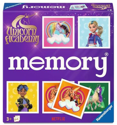 Ravensburger 24778 Memory® Unicorn Academy - Das weltbekannte Merkspiel für alle Fans der Abenteuerserie Unicorn Academy, Spieleklassiker für 2-8 Spieler ab 3 Jahren