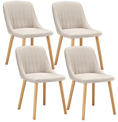 Goeurvant Dining Chairs Kitchen Chairs, Beige, Set of 4