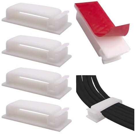 pangutheos 50 Pezzi Clip per Cavi, Fermacavo Adesivo, Organizer Cavi Scrivania per Cavo Ethernet PC TV di Casa e Ufficio (Bianco)