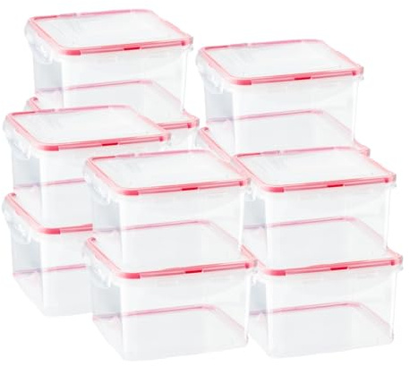 HOMESHOPA Plastic Airtight Food Storage Containers, 10 Pack 700ml BPA Free Leakproof Stackable Reusable Lunch Boxes, Meal Prep Container for Kitchen & Pantry, Microwave Freezer Dishwasher Safe