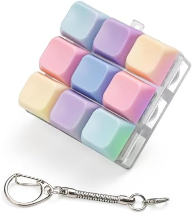 1 Piece Mini Fidget Keyboard,9-Key Removable Colourful Fidget Toy,Portable Keychain Keyboard,Compact Finger Exercise Desk Gadget for Home and Office,No lights