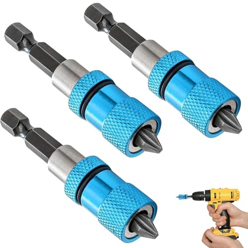 Rigips Werkzeug 3 Stück, Schraubvorsatz Trockenbau Flexibler Magnetischer Bohrerhalter Trockenbau Werkzeug Geeignet, Trockenbau Bit, für Alle Elektro- und Akku-Bohrschrauber(Blau)