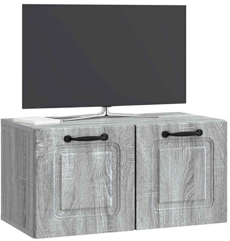 vidaXL Wandmontierter TV-Schrank Graues Sonoma 59,5 x 31 x 30 cm, Wohnzimmermöbel, moderner TV-Ständer, viel Stauraum, funktionale Medien-Einheit, platzsparendes Design, Holz-Unterhaltungszentrum