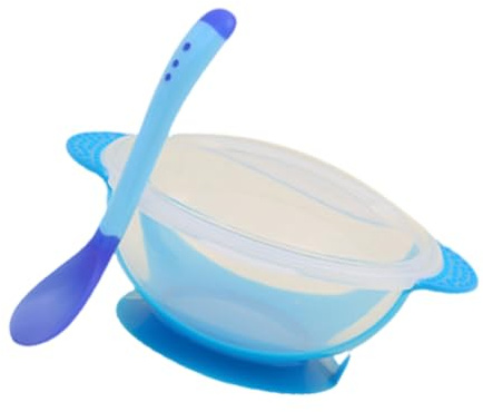 First Feeding Set Feature Suction Bowl and Teething Spoon for 6 Months and Older Infants Kictchen Utensils Baby Spoon and Bowl