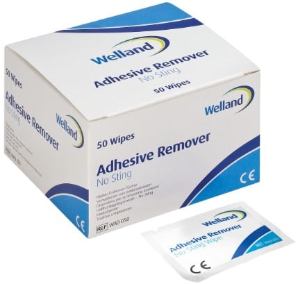 Welland WAD050 - Extractor de parches de pegamento médico como bolsita (paño), 50 toallitas