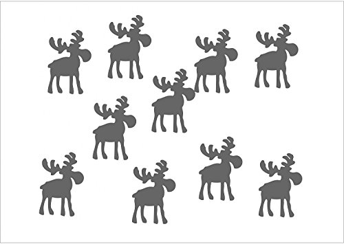Miniblings 10x Bügelbilder Aufnäher 32mm GLATT Elch Rentier Elche Xmas Patch Bügelbild I Kinder Bügelflicken Patches zum Aufbügeln - Flexfolie - Applikation Nähen, Farbe:grau