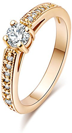 YAZILIND 18k Gold überzogene Zirkonia-Band-Ring für Frauen und Mädchen (Größe 54)
