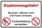 Schild Explosionsgefahr! Rauchen, offenes Licht und Feuer verboten. aus Alu/Dibond 300x200 mm - 3 mm stark