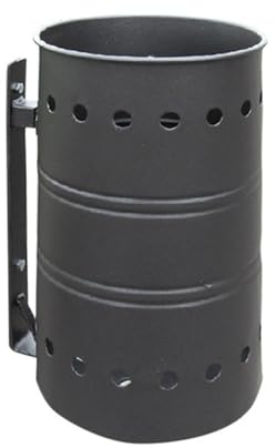 ANDRYS Cestino Portarifiuti da Esterno da Appendere (Nero, con Staffa) | Pattumiera Raccolta Rifiuti in Acciaio Zincato, Diametro 26cm, Altezza 42cm, Arredo per Cortili, Parchi e Aree Urbane