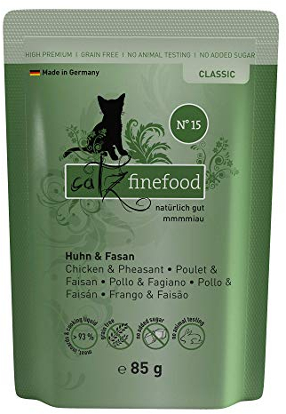 catz finefood N° 15 Huhn & Fasan Feinkost Katzenfutter nass, verfeinert mit Quinoa & Kresse, 16 x 85g Beutel