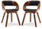 Mingone 2er Set Esszimmerstühle Küchenstühle mit Armlehnen Bentwood Design Stühle mit Leinen Sessel Gepolsterte Stühle für Wohnzimmer,Braun