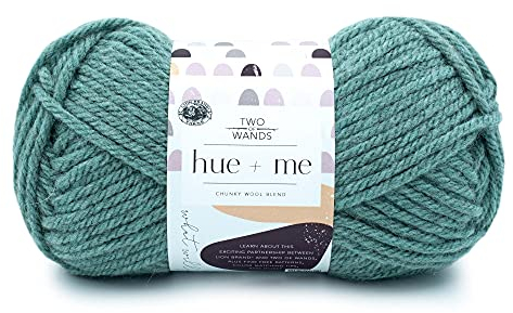 Lion Brand Hue + Me Garn zum Stricken, Häkeln und Basteln, sperrig und dick, weiches Acryl- und Wollgarn, Agave, (1er-Pack)