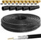 HB-DIGITAL Cable coaxial SAT HQ-135 PRO de 50 m, incluye 5 boquillas de goma + 10 conectores F dorados gratis, cable de antena satélite blindado de 4 vías, para sistemas DVB-S/S2 DVB-C/C2 DVB-T/T2