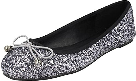Spot On Flache Ballerina-Schuhe für Damen, - Zinnsilber - Größe: 36 EU