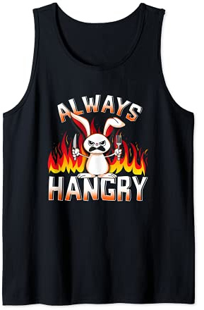 Funny Food Lover Rabbit With Fork And Knife Funny Hangry Tank Top