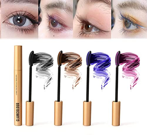1/4Pcs Magic Color Skinny Mascara, Wasserdicht Gesunde Längen Mascara Bunte Dick Curling Skinny Mascara (Lockig, 4 Stück)