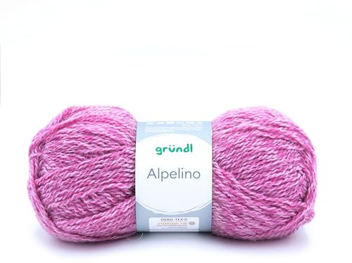 Gründl Wolle Alpelino - Dicke Wolle mit Alpaka zum Stricken und Häkeln - Strickgarn - Weich und hautfreundlich - 80% Polyacryl, 20% Alpaka - 1 Knäuel 100 g / 200 m - Nadelstärke 6-7 - cyclam