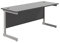 Office Hippo Heavy Duty Rectangular Cantilever Desk - Home Office Table + Integrated Cable Ports, PC Desk - Silver Frame/Black Top, 160cm x 60cm