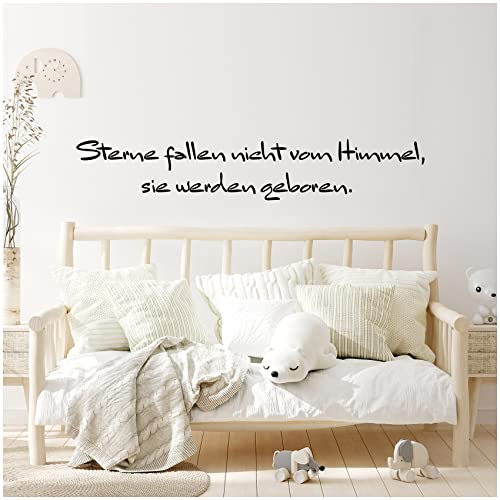 Wandtattoo Schrift Sprüche Zitate für Kinderzimmer Babyzimmer Aufkleber Folie Schwarz Matt Deko Selbstklebend YX036-01 (Sterne fallen nicht vom Himmel)