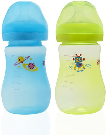 S SHIELD BABY Glasflasche – 12 Monate und älter – BPA-frei Blau Grün 9 Unzen (2 Stück)
