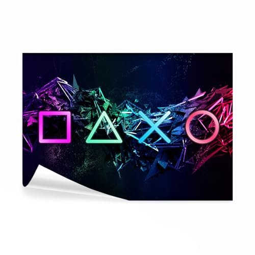 decomonkey Fototapete Spielkonsole Gamers, 200x140 cm, Moderne Abstrakt | Schwarz, Bunt, Vlies, Schlafzimmer, Wohnzimmer, Jugendzimmer, Büro, Tapete, Fototapeten, Tapeten, Vliestapete, Wandtapete