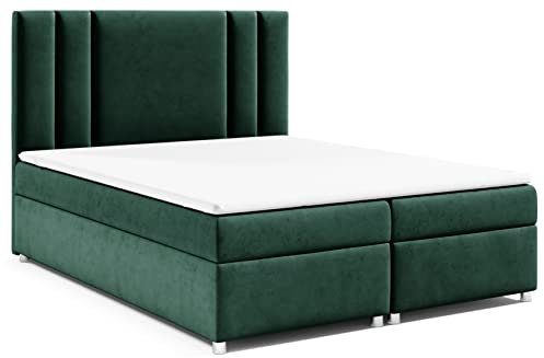 Best For Home Trinity K8 Boxspringbett mit 7-Zonen Bonell-Federkernmatratze | Boxspringbett 180x200 | Boxsprintbett mit Matratze Und Stauraum | Polsterbett 180x200 - Lieferung bis Bordsteinkante