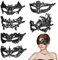 Aomig Spitze Maske, 6 Stück Venezianische Maske Spitze Damen, Schwarz Sexy Lace Augenmaske für Frauen, Augenmaske Maskerade Maske für Halloween Karneval Abendkleid Tanz Ball Party