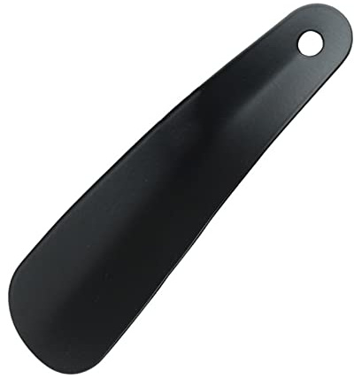 TingDongWei Schuhlöffel, 16cm Mini Schuhanzieher Edelstahl, Shoe Horn mit hängendem Loch, Sehr Stabile Ausführung, ergonomischer Form für Herren, Damen, Kinder, Senioren, Schwarz