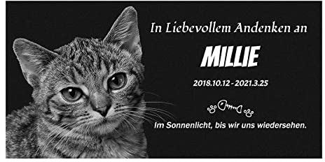 Tiergrabstein Hund & Katze aus Schiefer mit Gravur & Foton, Gedenksteine für Katzen Hund mit personalisierter Gravur Katzen, Gedenksteine aus Naturschiefer 15x30 cm