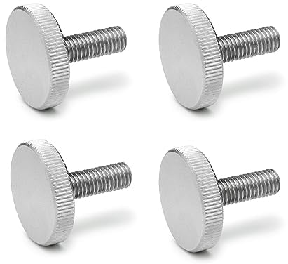 Ganter Normelemente | Flache Rändelschrauben | Rändelschrauben (niedrige Form) | DIN 653-M5-25-NI | 4 Stück | Edelstahl | Gewinde: M5x25