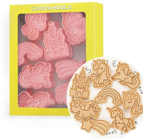 Tuxxzis 8-Pcs 3D Unicorn Cookie Cutters for Birthday Parties