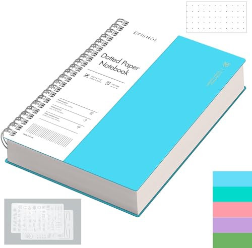 EMSHOI A4 Notebook Bullet Dotted Journal - 300 Pages Wirebound Spiral Notepad, 100gsm Dot Grid Paper, Waterproof Softcover, for Women Men Work Office School Writing, 21.5 x 27.9cm, Blue