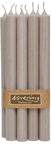 Nordring 8 Stabkerzen Rustik warmes grau 2,2 x 18 cm hoch durchgefärbt RAL-zertifiziert